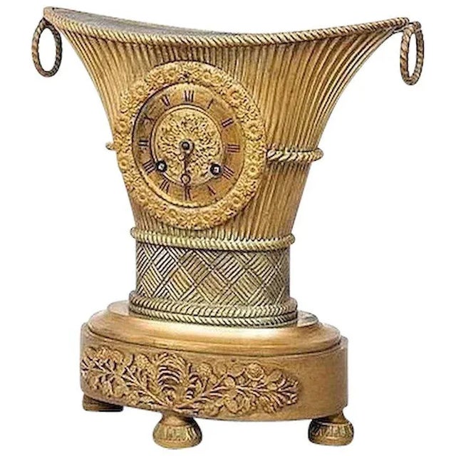 Bronze 1825 Charles X Period French Empire Gilt Bronze 'Flower Vase' Mantle Clock For Sale - Image 8 of 8