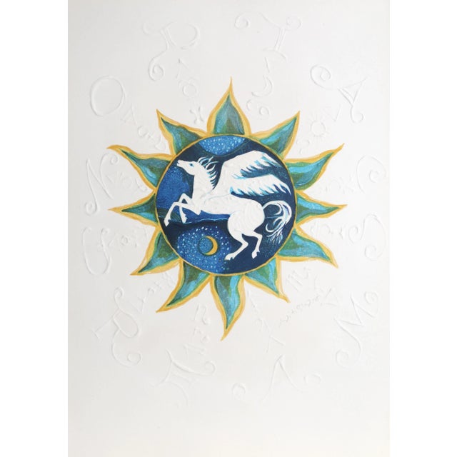 Figurative Pegasus Astrological Chart From the Zodiac of Dreams Series, Judith Bledsoe For Sale - Image 3 of 3