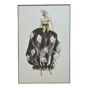 1980s Vintage Valentino Evening Gown Fashion Design Print, Matted