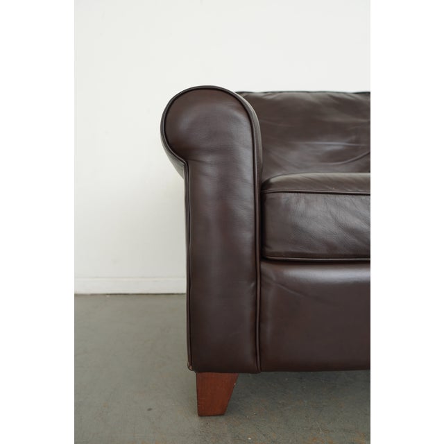 Brown Pottery Barn Cameron Roll Arm Leather Chair For Sale - Image 8 of 13