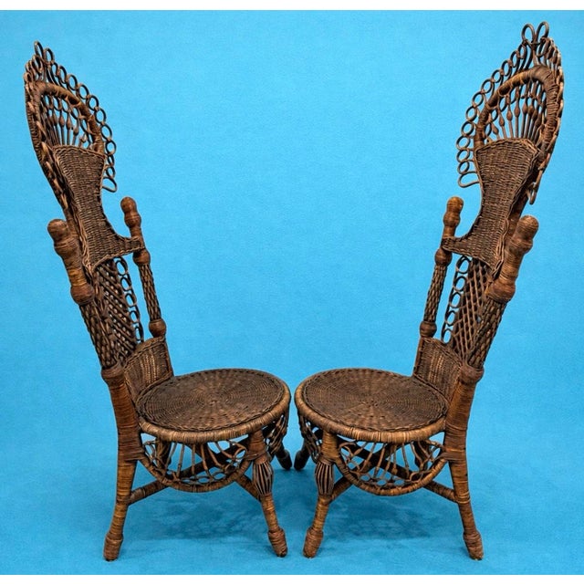 1930s Heywood - Wakefield American Victorian Wicker Accent Chairs, Attributed - A Pair For Sale In Miami - Image 6 of 12