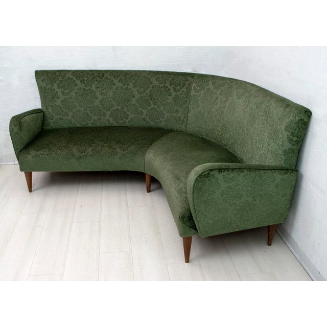 Mid-Century Italian Velvet & Damask Sofa, 1950s For Sale - Image 4 of 12