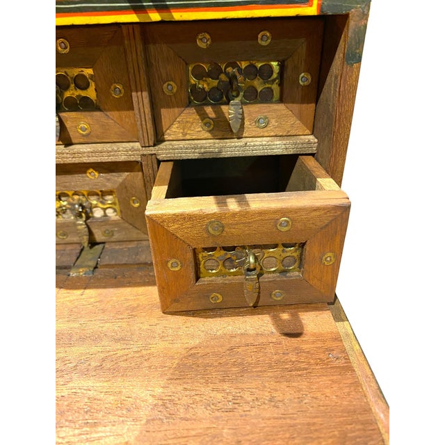 Hand-Painted Tiger Motif Wooden Jewelry Box, India For Sale - Image 9 of 16