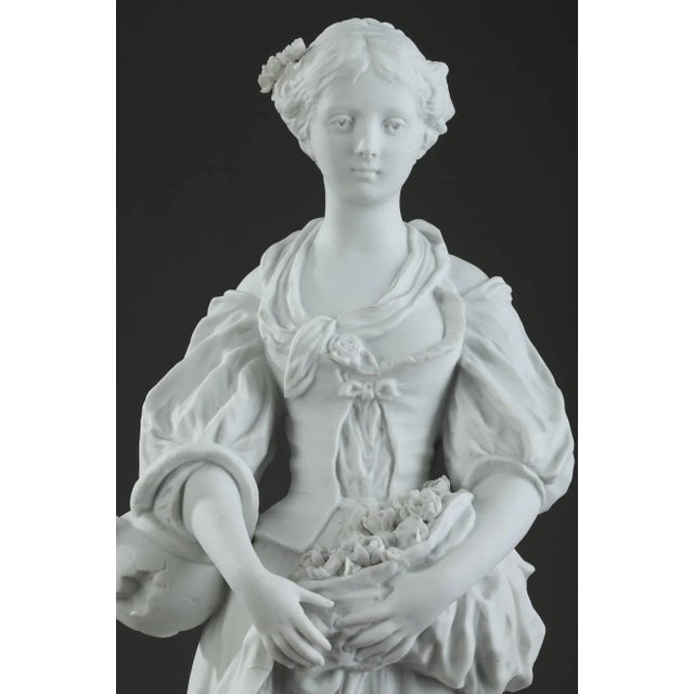 19th Century Biscuit Young Woman With Flowers Statuette For Sale - Image 3 of 18