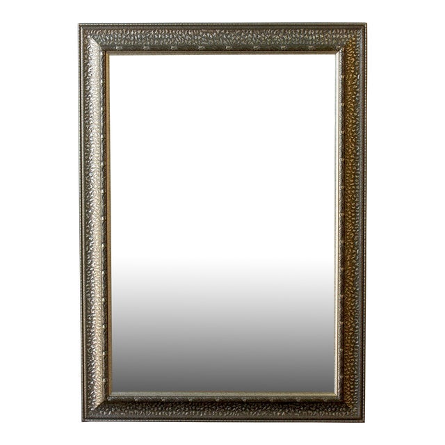 Vintage Silver Metallic Wall Mirror For Sale