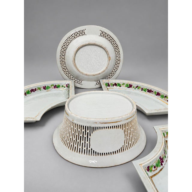 White 6 Pc, Chinese Export "Grapevine" Reticulated Porcelain Dessert Service, C. 1800 For Sale - Image 8 of 8