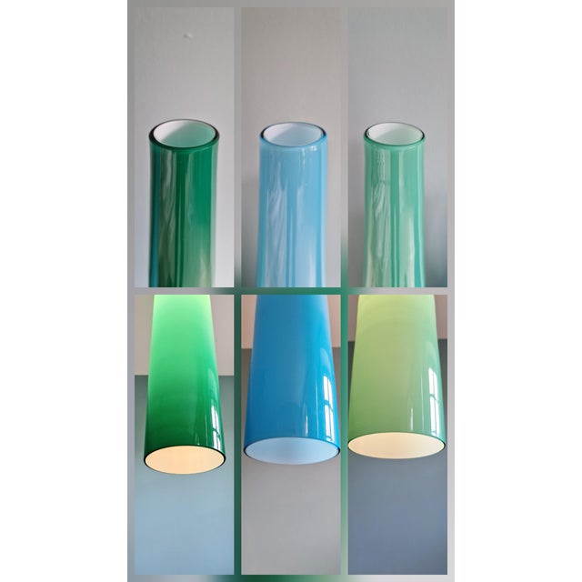 Green and Blue Murano Glass Suspensions by Alessandro Pianon for Vistosi, 1960s, Set of 3 For Sale - Image 4 of 18