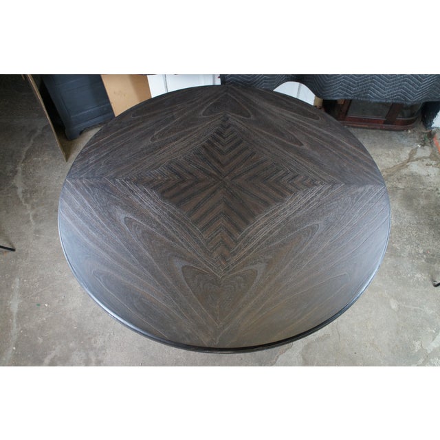 Gabby Home Adams Cerused Forest Black Oak Round Pedestal Dining Table 60" For Sale - Image 6 of 10