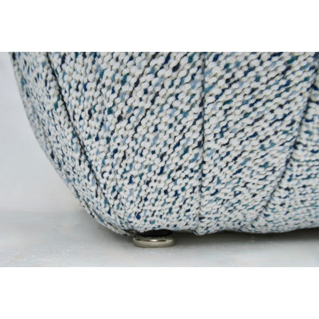 C. 1980's Post-Modern Sherrill Furniture Pouf Ottoman/Stool With a Linear Boucle Textile For Sale - Image 13 of 18