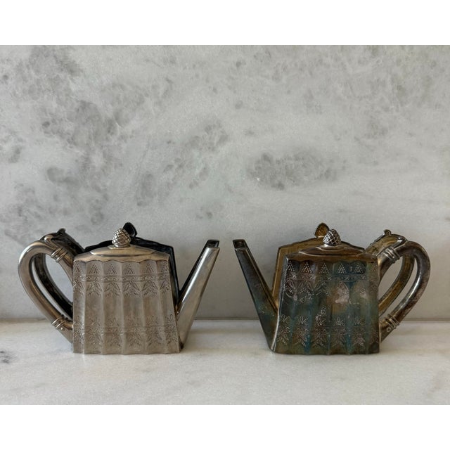 Godinger Vintage Silver Plate Teapot Napkin Holder by Godinger For Sale - Image 4 of 10