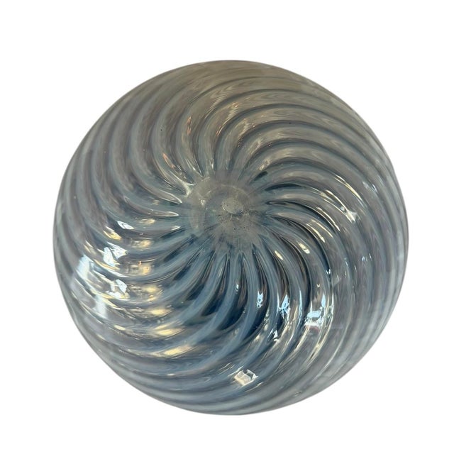 Phoenix Glass Early 20th Century Silverplate Flushmount With Phoenix Swirl Art Glass Globe Shade For Sale - Image 4 of 5