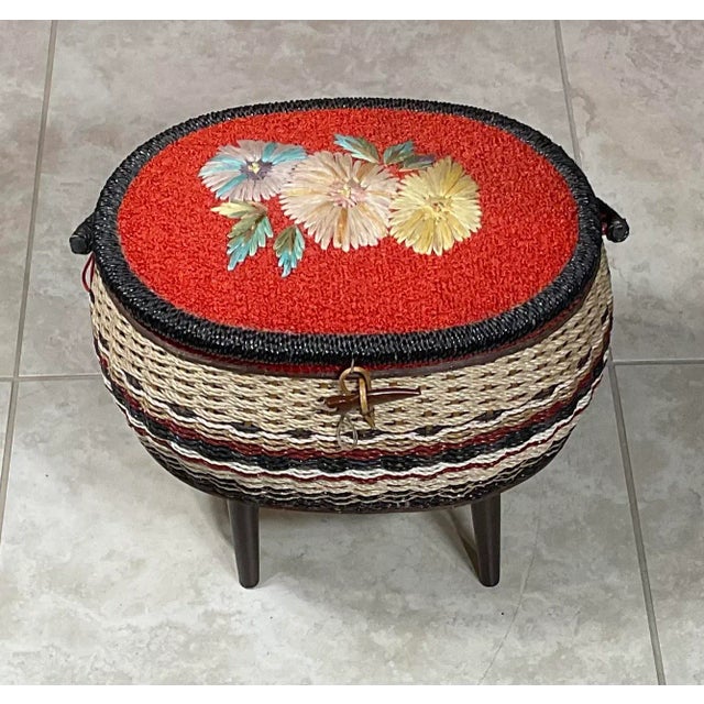 Vintage Sewing Basket Mid Century Design For Sale - Image 10 of 11