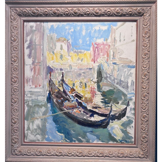 Georgij Moroz, Two Gondolas, Venice, Oil on Canvas, 1999 For Sale - Image 8 of 8