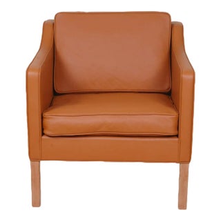 Model 2321 Lounge Chair in Cognac Bison Leather by Børge Mogensen for Fredericia For Sale