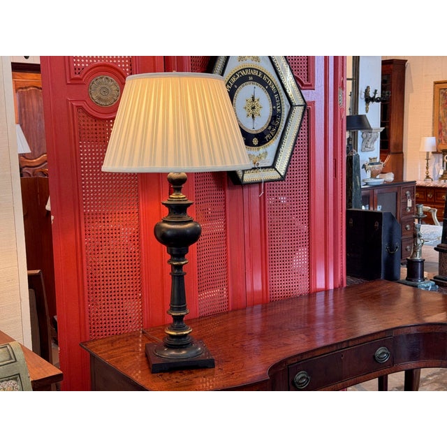 19th Century French Bronze Table Lamp With Baluster Column and Square Base For Sale - Image 9 of 12