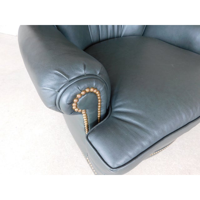 Animal Skin Hancock & Moore Leather Swivel Rocking Arm Club Chair For Sale - Image 7 of 17