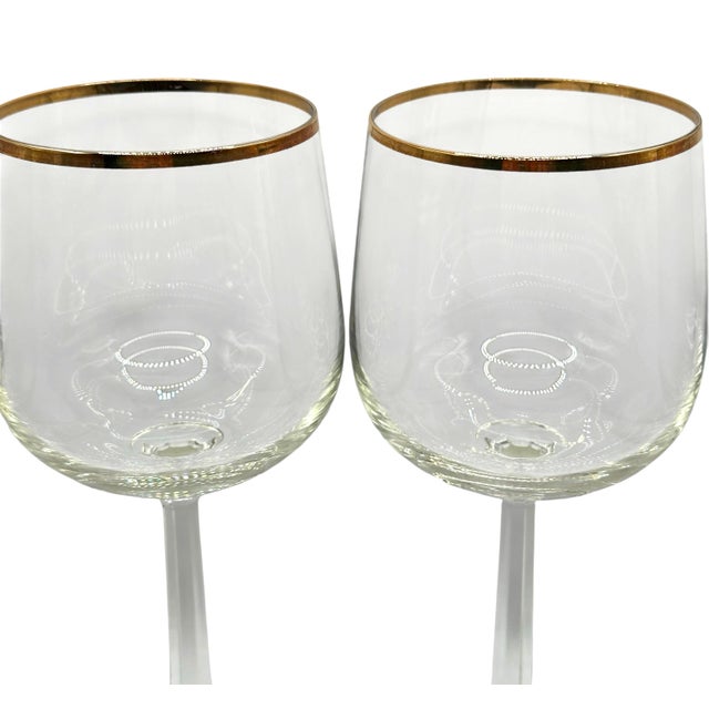 Vintage Clear Wine Glasses With Gold Rims - A Set of Four For Sale - Image 12 of 12