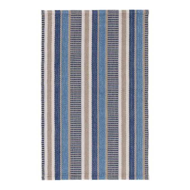Dash & Albert by Annie Selke Always Greener Blue/Grey Indoor/Outdoor Rug, 7' 6" x 9' 6" For Sale