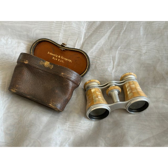 Late 19th Century Antique Mother of Pearl French Opera Glasses in Leather Case For Sale - Image 5 of 18