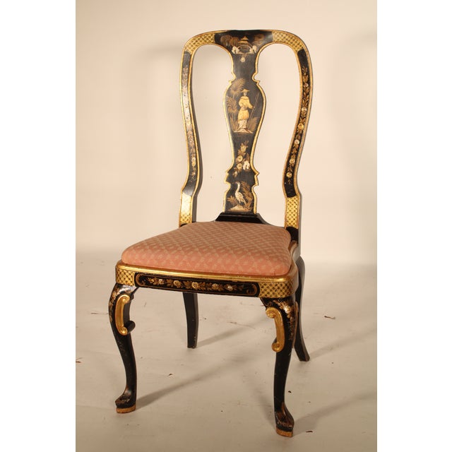 Queen Anne Queen Anne Style Chinoiserie Decorated Side Chair For Sale - Image 3 of 9