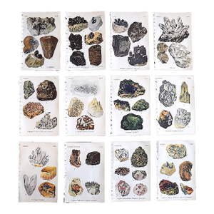 Authentic Antique 1916 Mineral Lithographs - Set of 12
