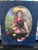 Late 19th Century Vintage Original Oil Painting Romantic Flower Girl With Roses, Oval Presentation in Custom Fabric Mount For Sale - Image 5 of 9