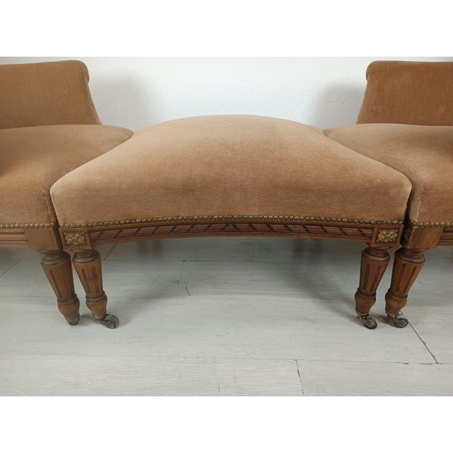 Louis XVI Style Lounge Chairs and Ottoman, Set of 3 For Sale - Image 13 of 18