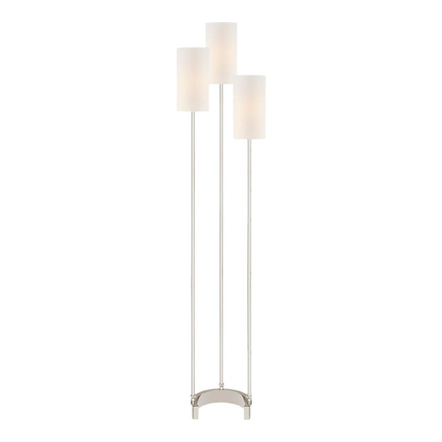 Suzanne Kasler for Visual Comfort Signature Aimee Floor Lamp in Polished Nickel with Linen Shades For Sale