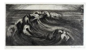 1940s Maelstrom Etching by Fanita Lanier
