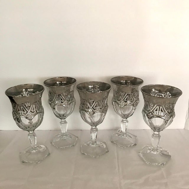 1910s 1912 Antique Us Glass Athenia Reverse 44 Pitcher, Vase & Wine Goblets - Set of 7 For Sale - Image 5 of 10