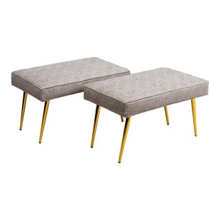 Early 21st Century Upholstered Metal Benches - A Pair For Sale