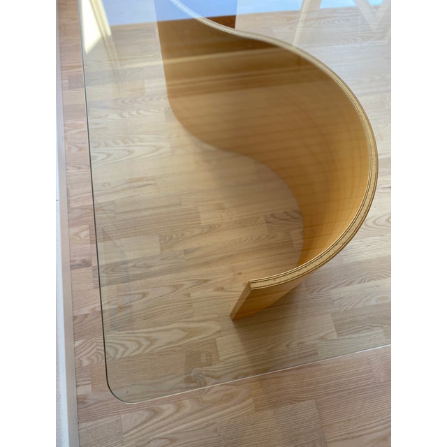 Wave Coffee Table in Beech and Glass by Hjellegjerde, Norway, 1990s For Sale - Image 3 of 16