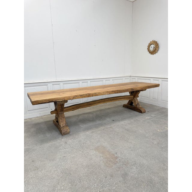 Large Vintage Oak Bench, 1950 For Sale - Image 10 of 10