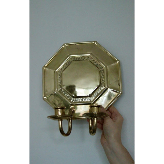 Mid-Century Swedish Octagonal Brass Double Arm Sconces, Set of 2 For Sale - Image 14 of 16