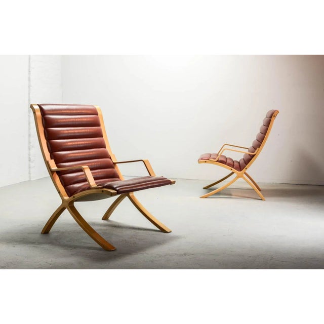 Mid-Century Danish High Back AX Lounge Chairs by Hvidt and Molgaard Nielsen for Fritz Hansen, Set of 2 For Sale - Image 6 of 17