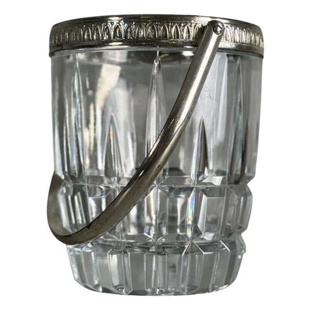 Glass and Steel Ice Bucket, 1960s For Sale