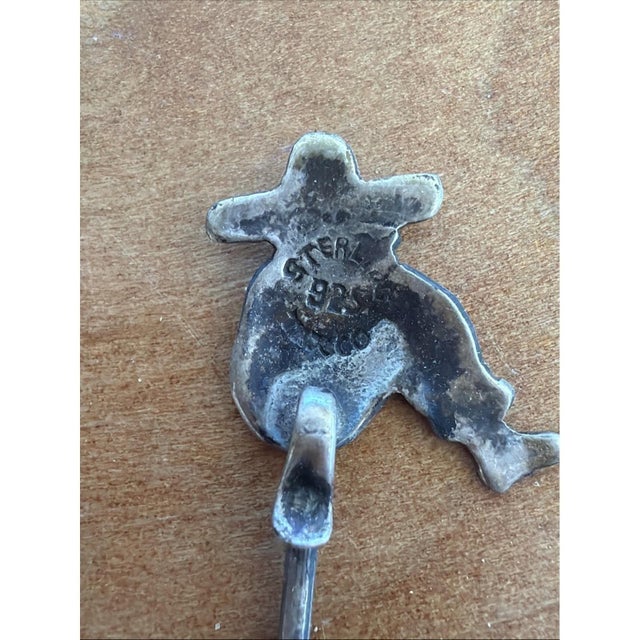 Vintage 925 Sterling Silver Figural Cocktail Picks – Man, Drum, Blanket & House For Sale In Los Angeles - Image 6 of 9