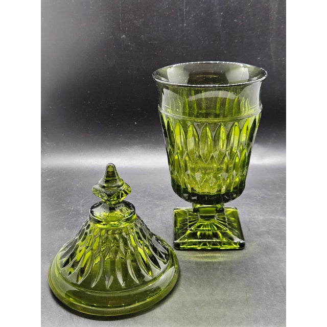 Vintage Indiana Glass Company Lidded Dish, diamond pattern