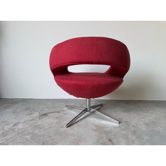 Vintage Italian Postmodern-Style Red Swivel Lounge Chair by Italianadivani For Sale In Miami - Image 6 of 12
