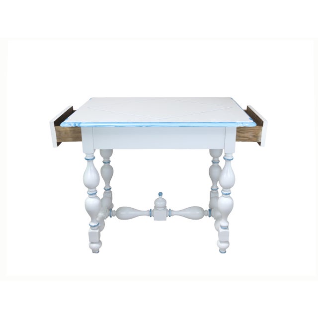 Vintage French Louis XIII Style Painted Game Table With Two Hidden Drawers For Sale In New York - Image 6 of 12