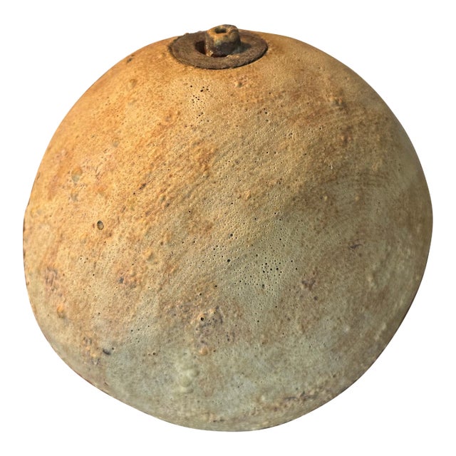 Vintage Mid Century Modern Studio Pottery Ball Vase Vessel Sculpture For Sale