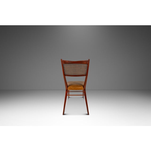 Paul McCobb Rare Mid-Century Modern Model 7001 Side Chair in Walnut & Leather Attributed to Paul McCobb for Directional, Usa, C. 1950's For Sale - Image 4 of 18
