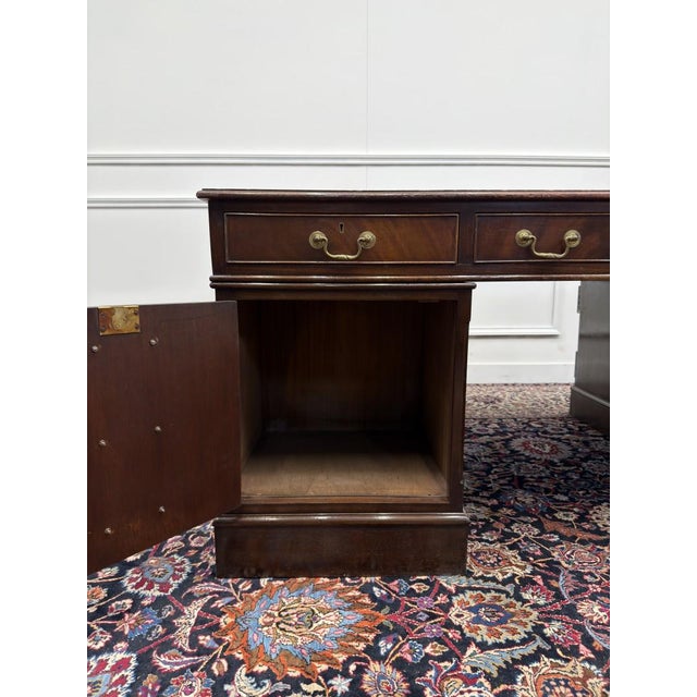 Wood Large English Partnerdesk For Sale - Image 7 of 18