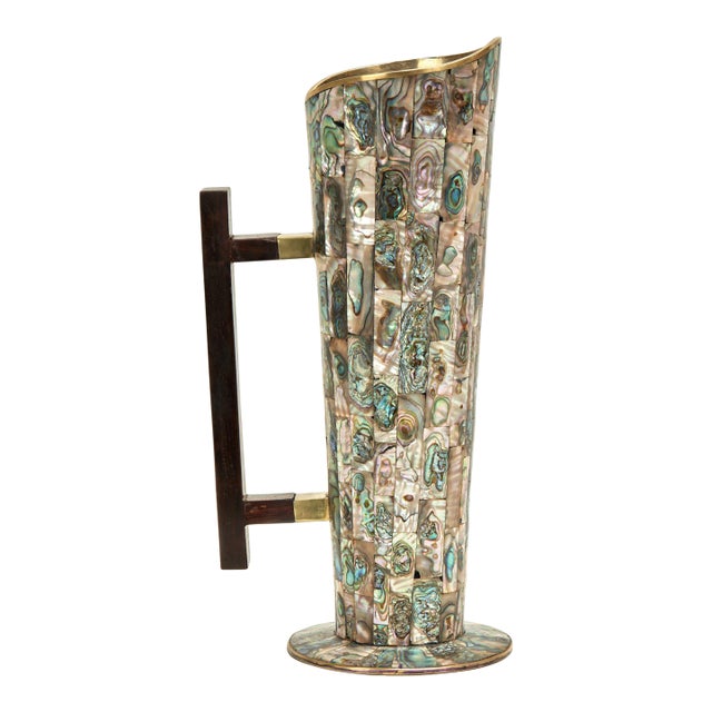 Mid Century Modernist Pitcher With Mother of Pearl For Sale