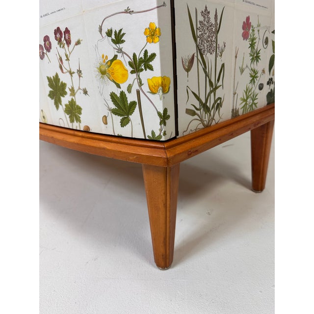 1950’s Swedish Curved Front Cabinet With Nordens Flora Illustrations For Sale - Image 10 of 13