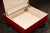 Vintage Tufted Leather Rolling Ottoman Trunk in Red For Sale - Image 4 of 10