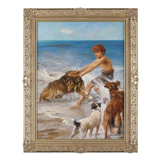Arthur Wardle, Large British Animal & Coastal, Oil Painting For Sale