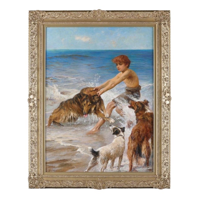 Arthur Wardle, Large British Animal & Coastal, Oil Painting For Sale