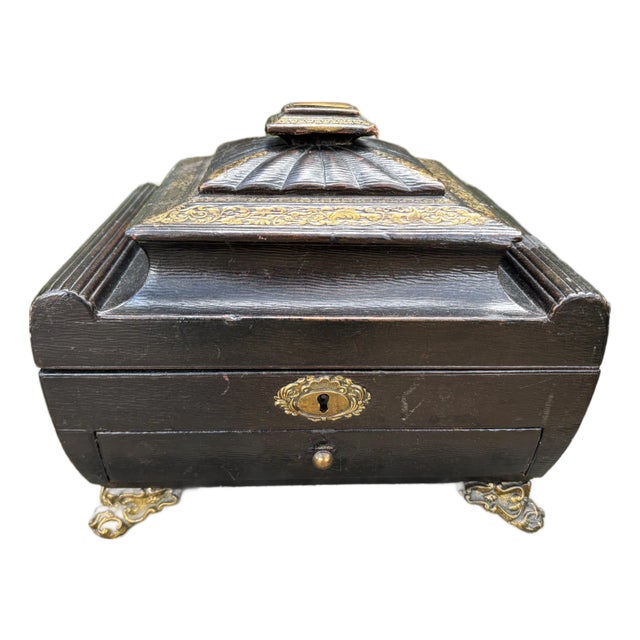 19th Century English Regency Leather Box For Sale