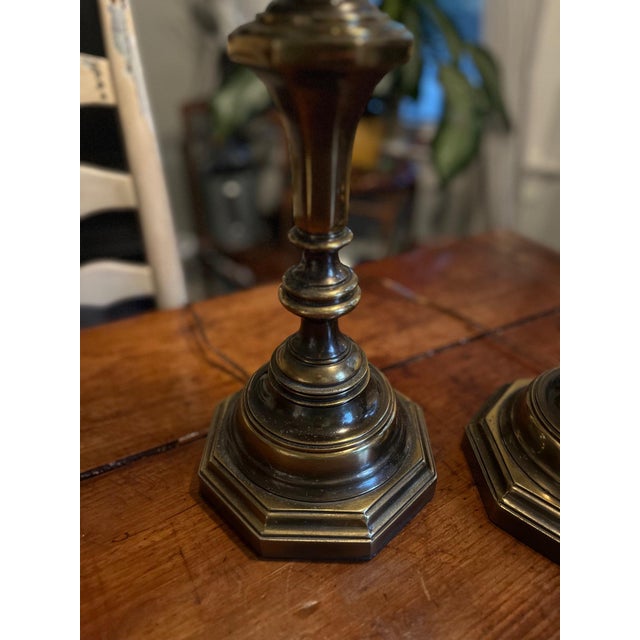1970s Vintage Brass Dimmable Candlestick Table Lamps Westwood Industries - a Pair For Sale - Image 5 of 15
